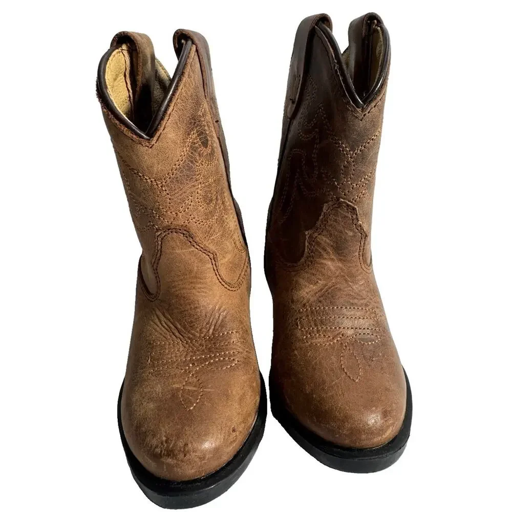 Smoky Mountain Toddler Cowboy Boots Size 5 Brown Distressed Western Leather